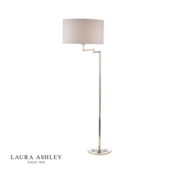 Marlowe Swing Arm Floor Lamp in Polished Nickel C/W Shade