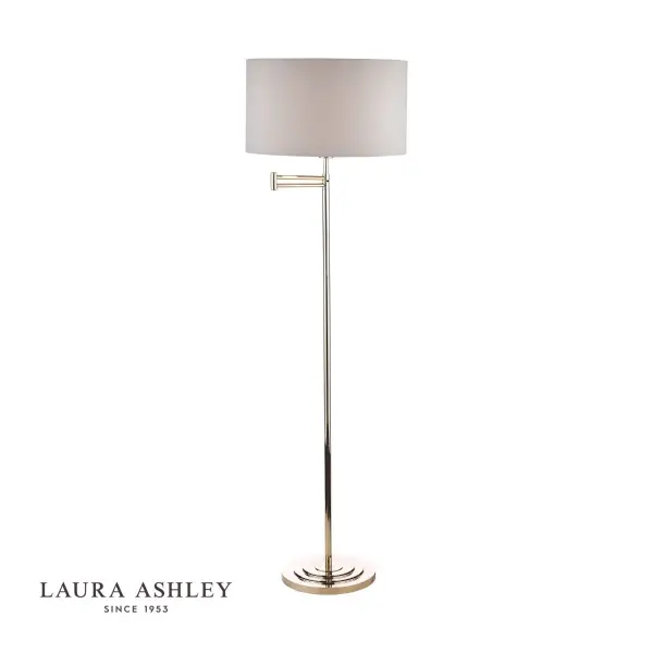 Marlowe Swing Arm Floor Lamp in Polished Nickel C/W Shade