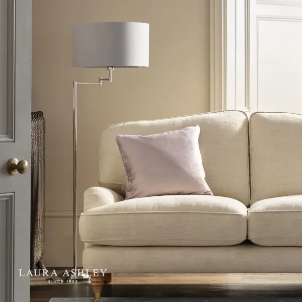 Marlowe Swing Arm Floor Lamp in Polished Nickel C/W Shade