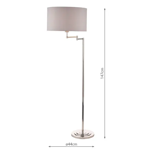 Marlowe Swing Arm Floor Lamp in Polished Nickel C/W Shade