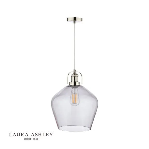 Rye Polished Nickel & Smoked Glass Pendant