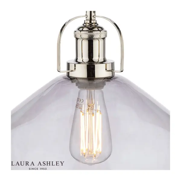 Rye Polished Nickel & Smoked Glass Pendant