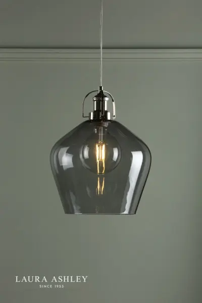 Rye Polished Nickel & Smoked Glass Pendant