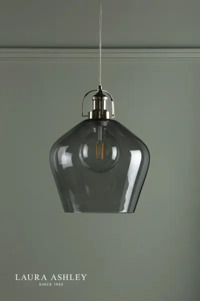 Rye Polished Nickel & Smoked Glass Pendant