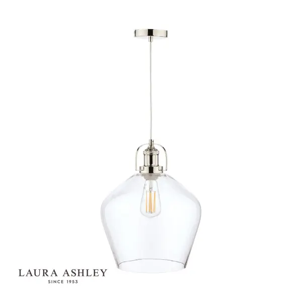 Rye Polished Nickel & Clear Glass Pendant