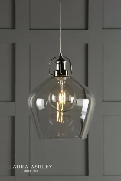 Rye Polished Nickel & Clear Glass Pendant