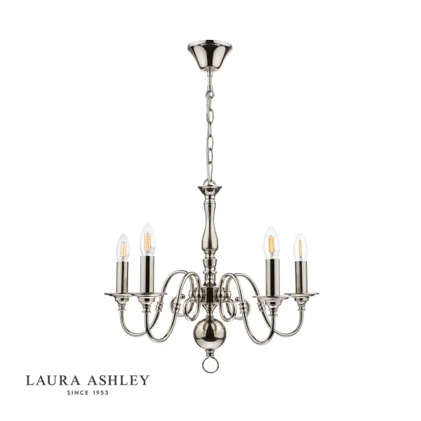 Winchester 5 Light Polished Nickel Chandelier