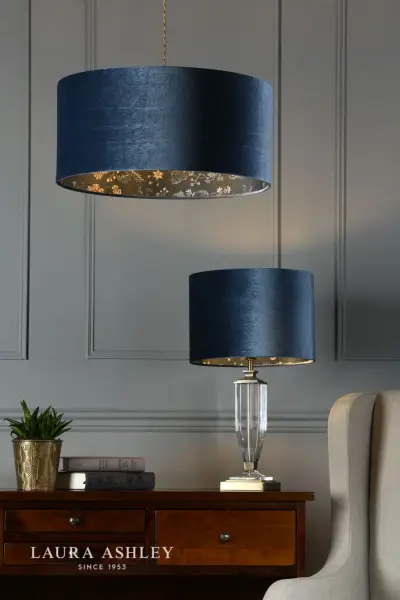 Portia Drum Blue Velvet Shade 300mm/ 12 Inch