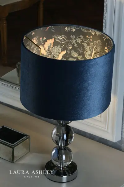 Portia Drum Blue Velvet Shade 300mm/ 12 Inch
