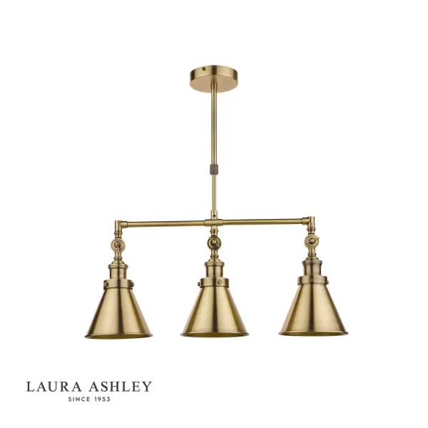Rufus 3 Light Bar Pendant in Antique Brass