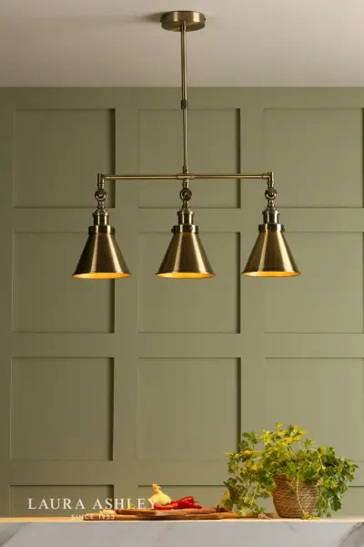 Rufus 3 Light Bar Pendant in Antique Brass