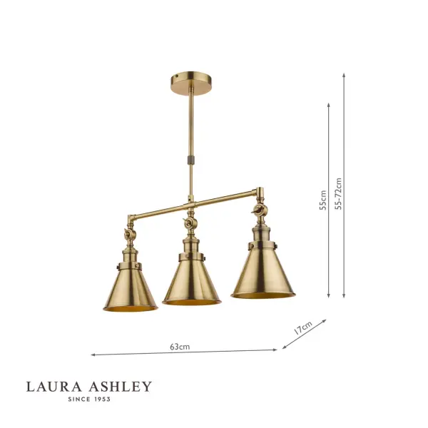 Rufus 3 Light Bar Pendant in Antique Brass