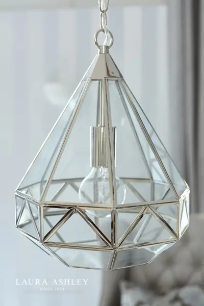 Zaria Polished Silver & Glass Pendant