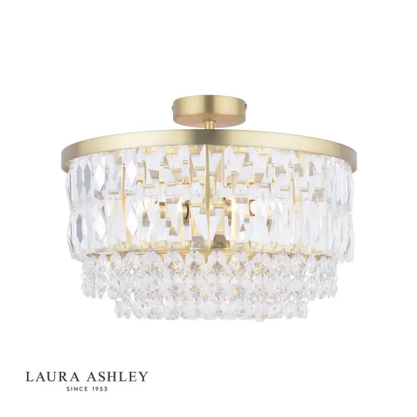Rhosill 3 Light Semi Flush in Antique Brass