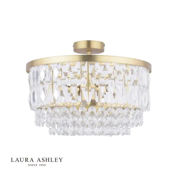 Rhosill 3 Light Semi Flush in Antique Brass