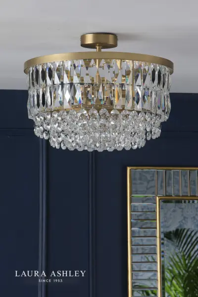 Rhosill 3 Light Semi Flush in Antique Brass