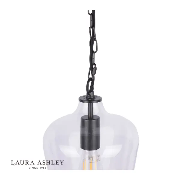 Ockley Matt Black & Clear Glass Pendant