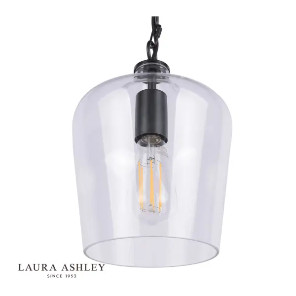 Ockley Matt Black & Clear Glass Pendant
