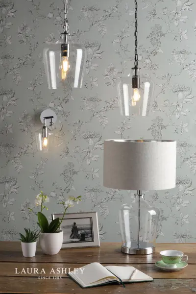 Ockley Touch Table Lamp Polished Chrome & Glass C/W Shade