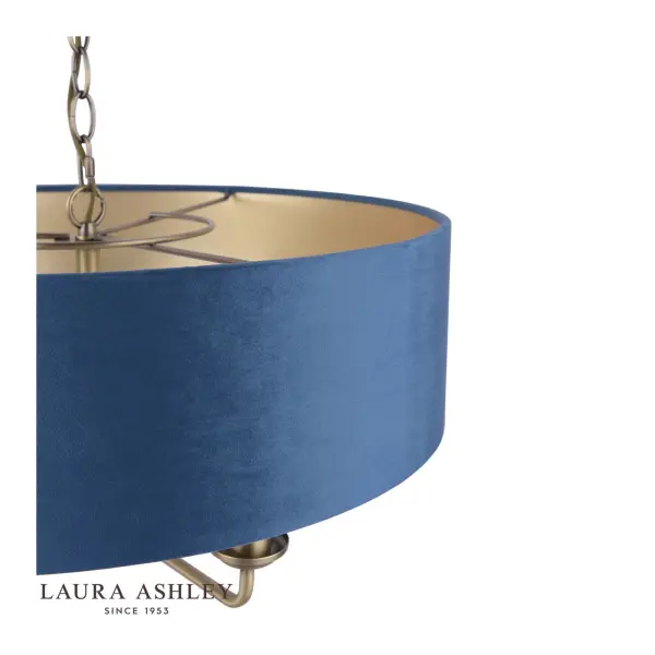 Sorrento 6 Light Pendant Matt Antique Brass & Blue Shade