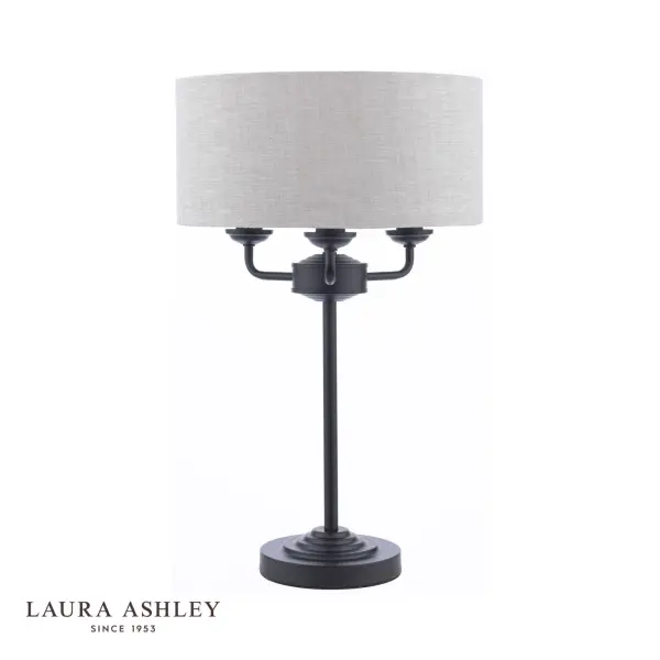 Sorrento 3 Light Table Lamp Matt Black and Natural With Shade