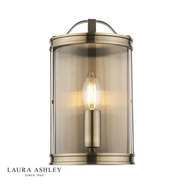 Harrington Wall Light in Antique Brass and Glass
