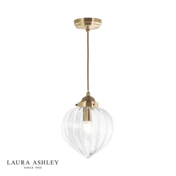 Whitham Antique Brass & Glass Single Pendant
