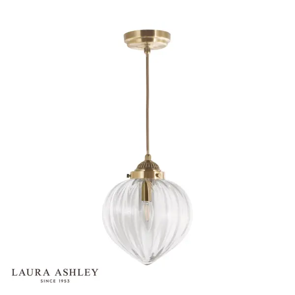 Whitham Antique Brass & Glass Single Pendant