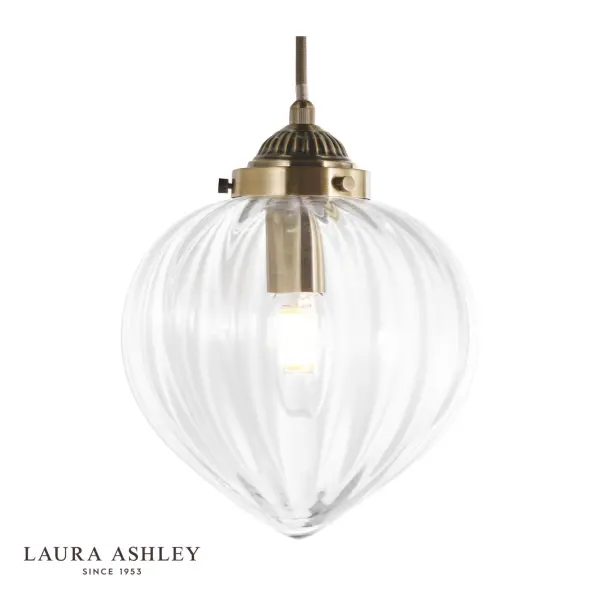Whitham Antique Brass & Glass Single Pendant