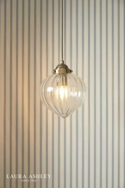 Whitham Antique Brass & Glass Single Pendant