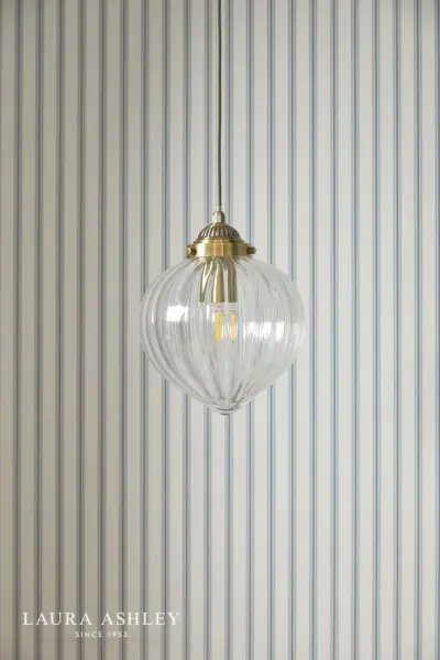 Whitham Antique Brass & Glass Single Pendant