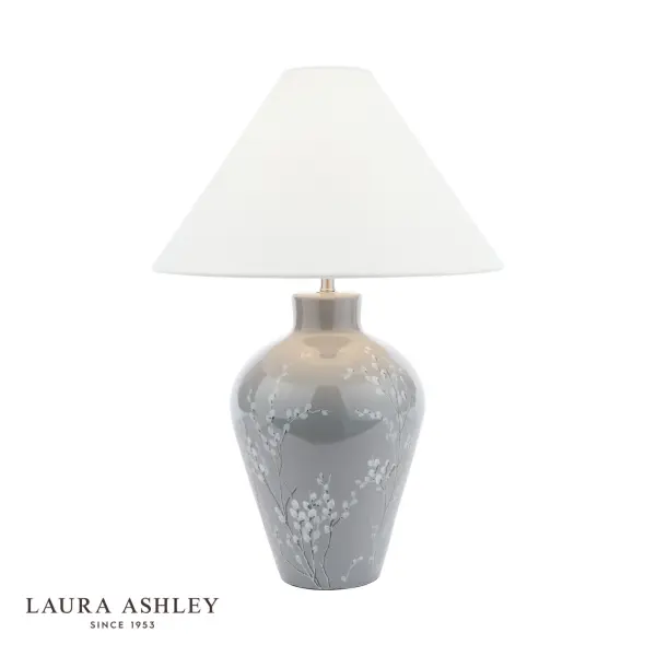 Pussywillow Grey Ceramic Table Lamp C/W Shade