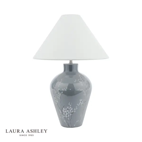Pussywillow Grey Ceramic Table Lamp C/W Shade