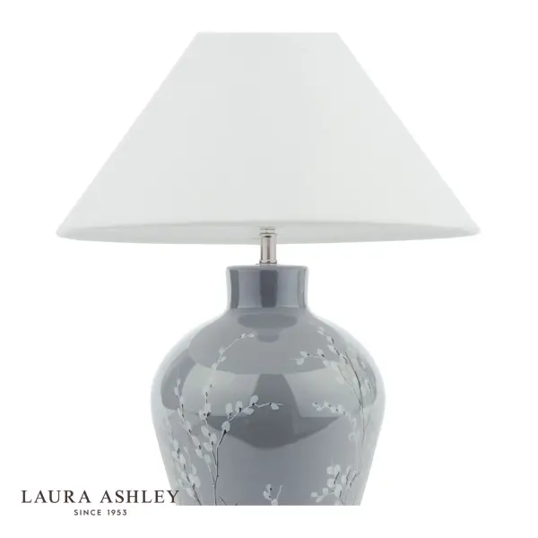 Pussywillow Grey Ceramic Table Lamp C/W Shade