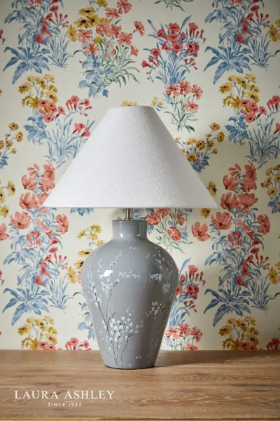 Pussywillow Grey Ceramic Table Lamp C/W Shade