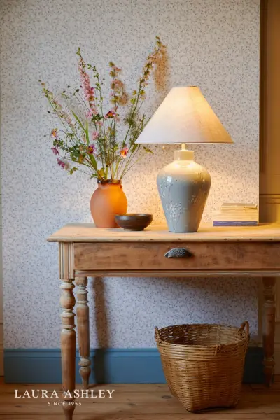 Pussywillow Grey Ceramic Table Lamp C/W Shade