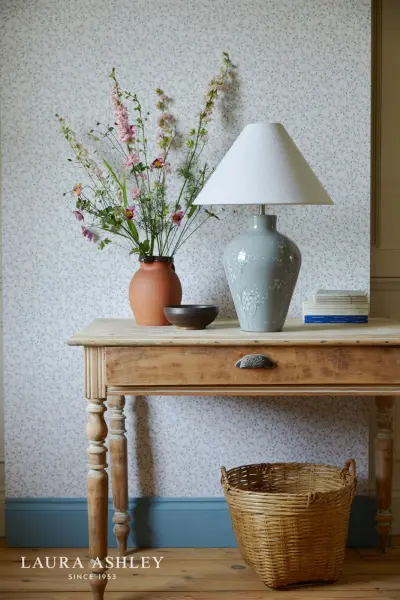 Pussywillow Grey Ceramic Table Lamp C/W Shade