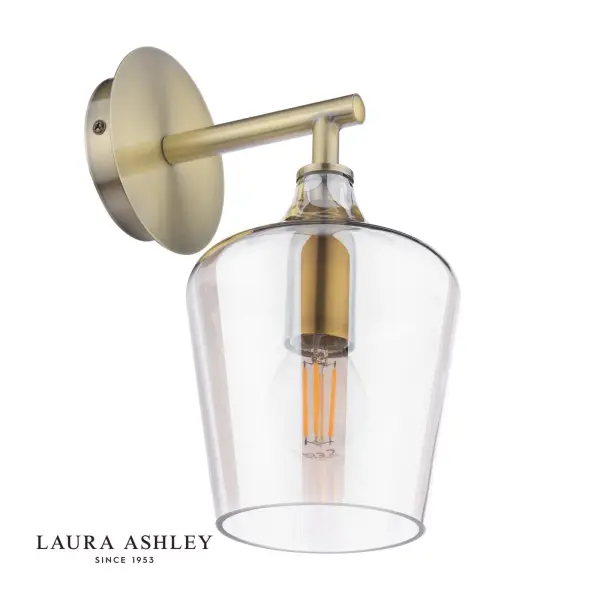 Ockley Antique Brass Wall Light with Champagne Glass
