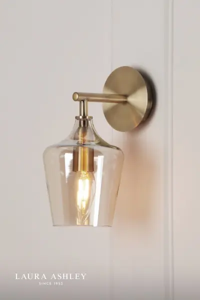 Ockley Antique Brass Wall Light with Champagne Glass