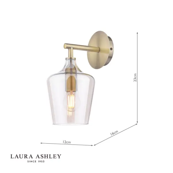 Ockley Antique Brass Wall Light with Champagne Glass