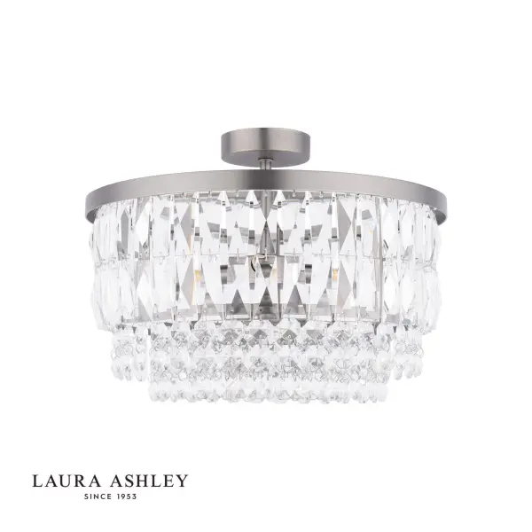 Rhosill 3 Light Semi Flush in Aged Pewter