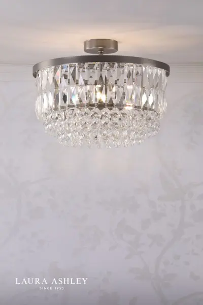 Rhosill 3 Light Semi Flush in Aged Pewter