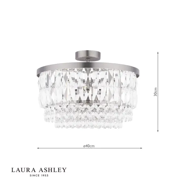Rhosill 3 Light Semi Flush in Aged Pewter
