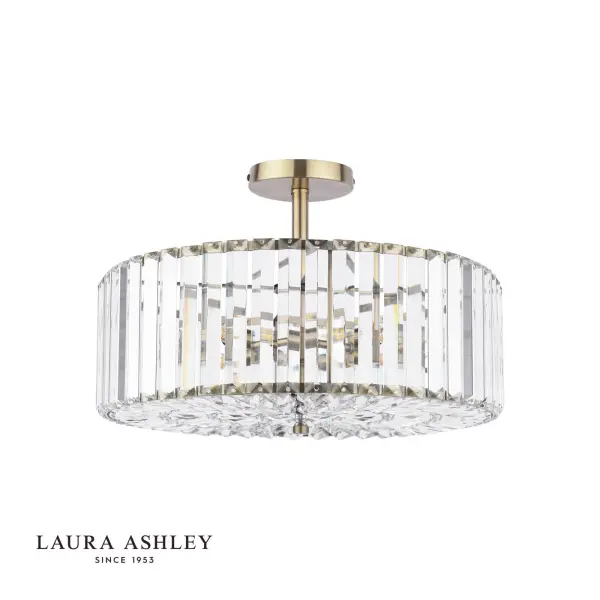 Fernhurst Antique Brass 4 Light Semi Flush Fitting