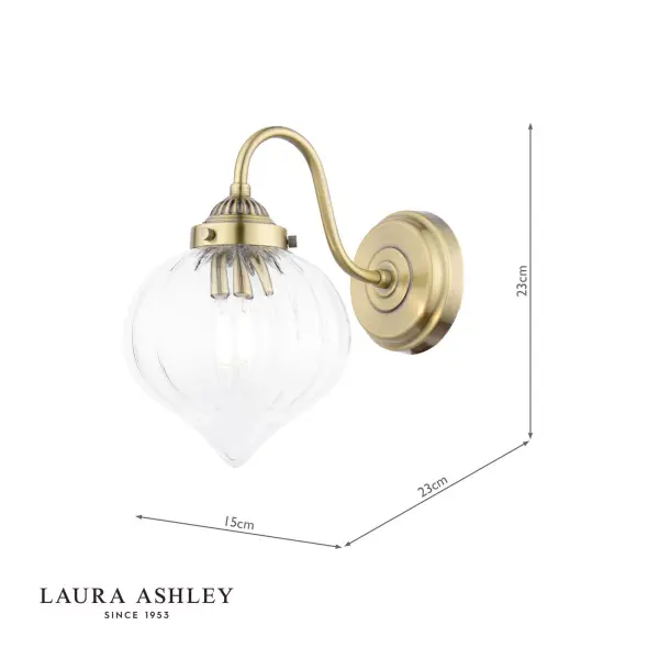 Whitham Antique Brass Wall Light with Ribbed Glass