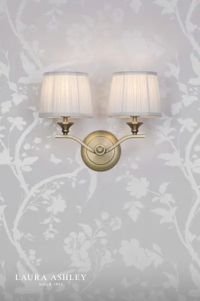 Hemsley 2 Light Antique Brass Wall Light