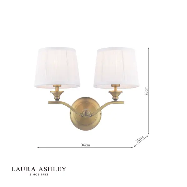 Hemsley 2 Light Antique Brass Wall Light