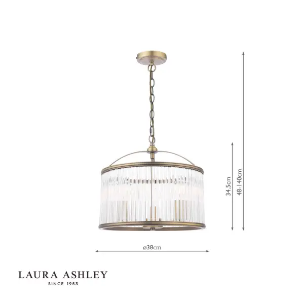 Sutton 3 Light Anique Brass Pendant