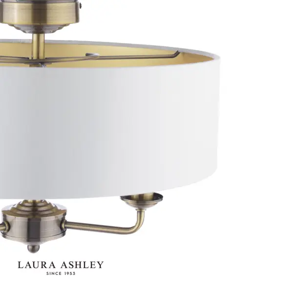 Sorrento Antique Brass Semi Flush Light C/W Ivory Shade