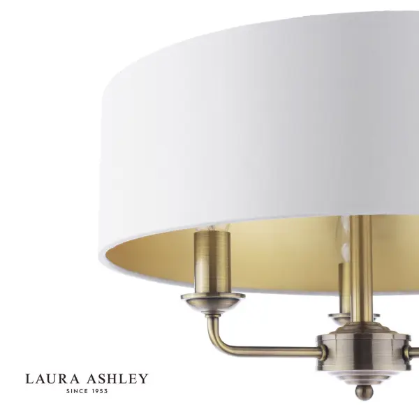 Sorrento Antique Brass Semi Flush Light C/W Ivory Shade